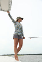 Load image into Gallery viewer, Women's Blue Lowco Camo Rash Guard