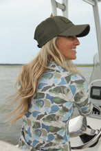 Load image into Gallery viewer, Women's Blue Lowco Camo Rash Guard