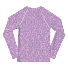 Load image into Gallery viewer, Kids Pink + Purple Rash Guard