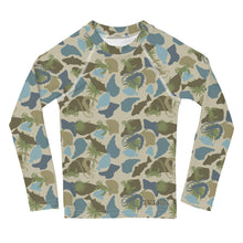 Load image into Gallery viewer, Kids Blue Lowco Camo Rash Guard