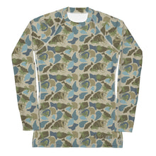 Load image into Gallery viewer, Women's Blue Lowco Camo Rash Guard