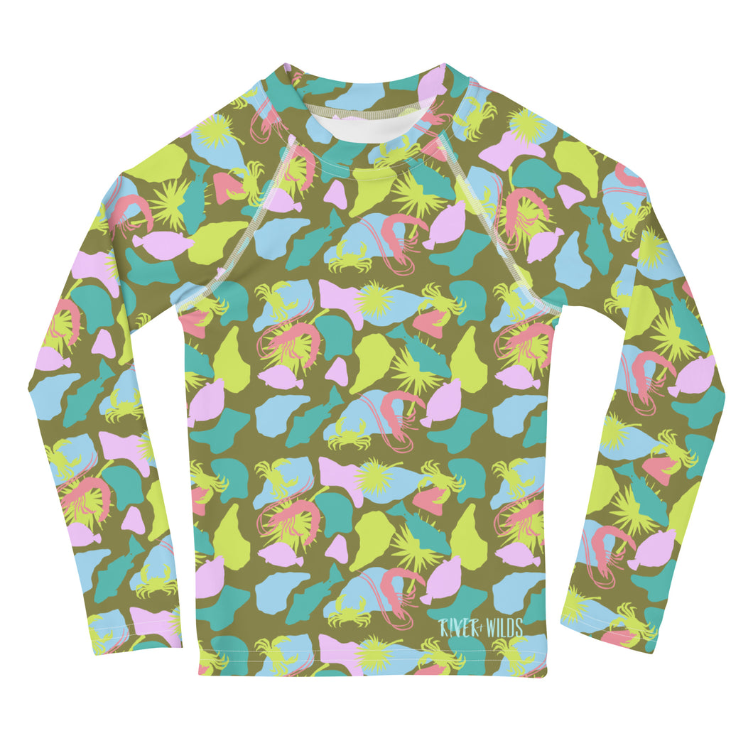 Kids Neon Lowco Camo Rash Guard
