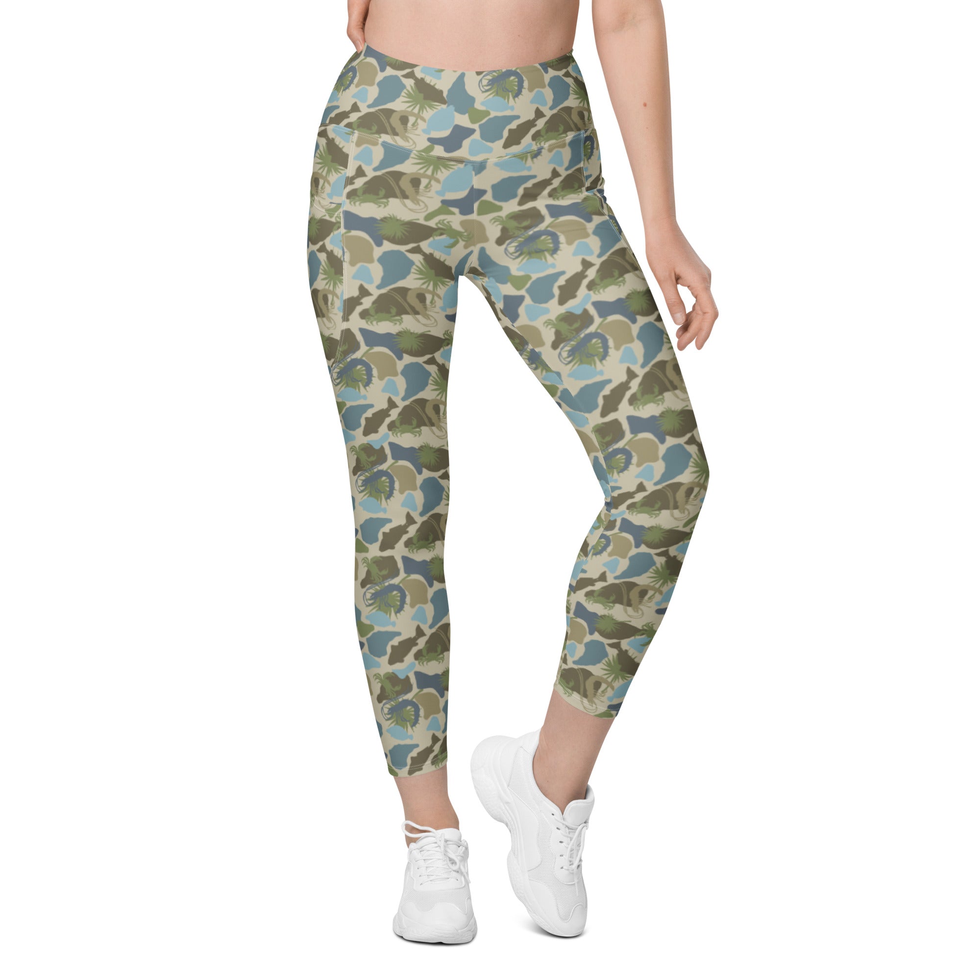 Blue Camo Leggings With pockets