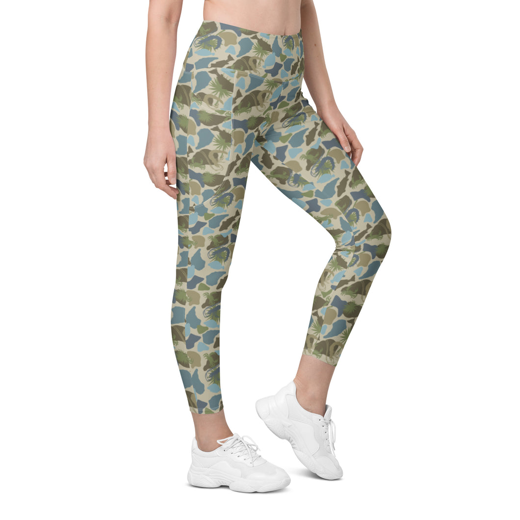 Lowco Camo (Blue) Leggings with pockets