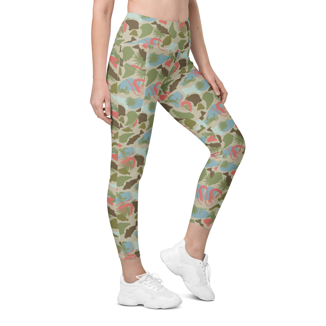 Lowco Camo (Coral) Leggings with pockets