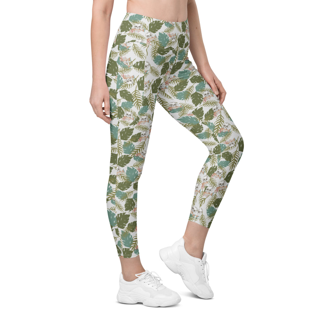 Drippy Red Aloha Leggings with pockets