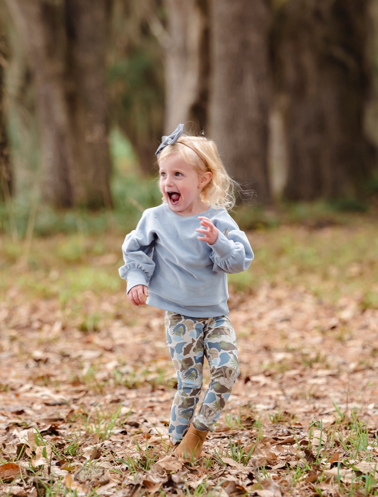 Kids Lowco Camo Leggings (Blue) – River+Wilds - Main Image